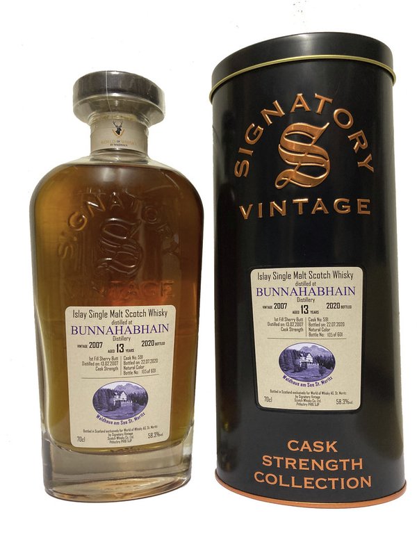 Bunnahabhain 2007-2020 13y Cask Strength Collection Waldhaus am See Label